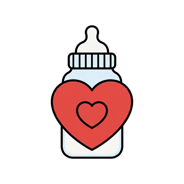 Red heart and Baby bottle