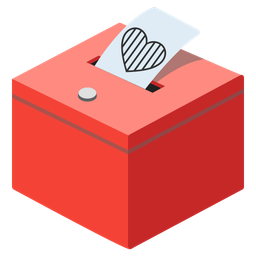red heart and ballot box with ballot