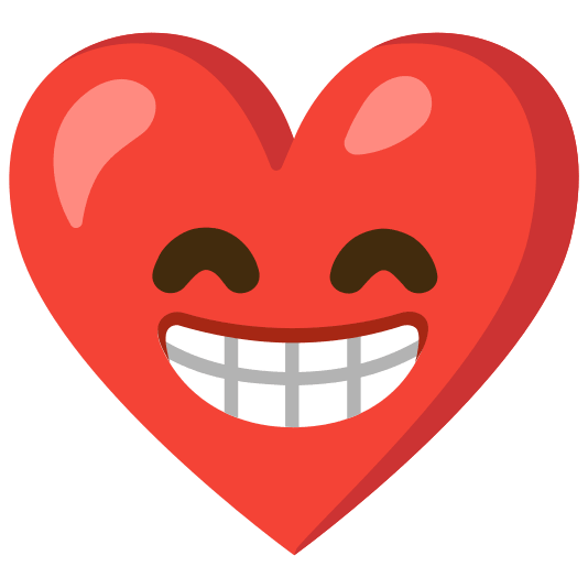 Red heart and Beaming face with smiling eyes