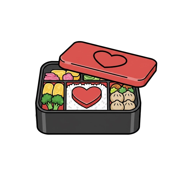Red heart and Bento box
