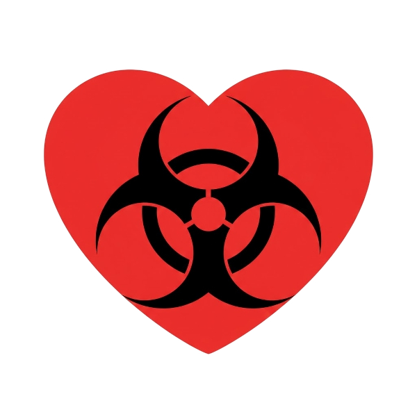Red heart and Biohazard