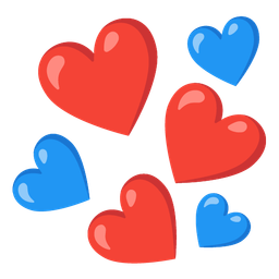 red heart and blue heart