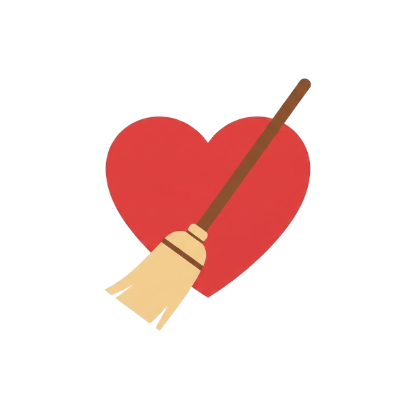 Red heart and Broom