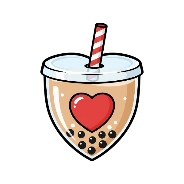 Red heart and Bubble tea