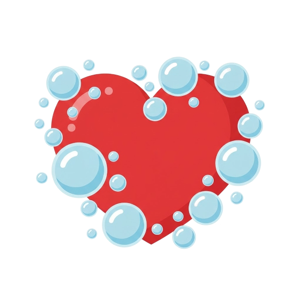 Red heart and Bubbles