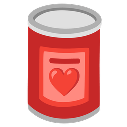 red heart and canned food