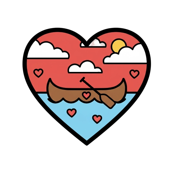 Red heart and Canoe