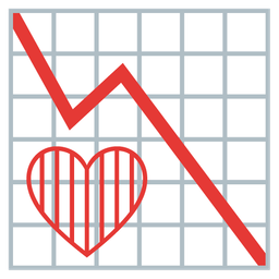 red heart and chart decreasing