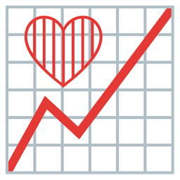 red heart and chart increasing
