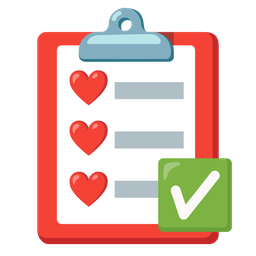 red heart and check mark button