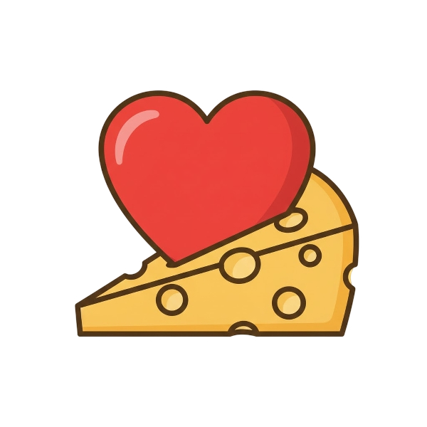 Red heart and Cheese wedge