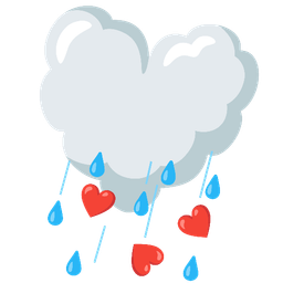 red heart and cloud with rain