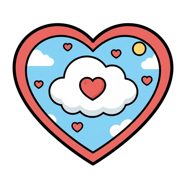 Red heart and Cloud