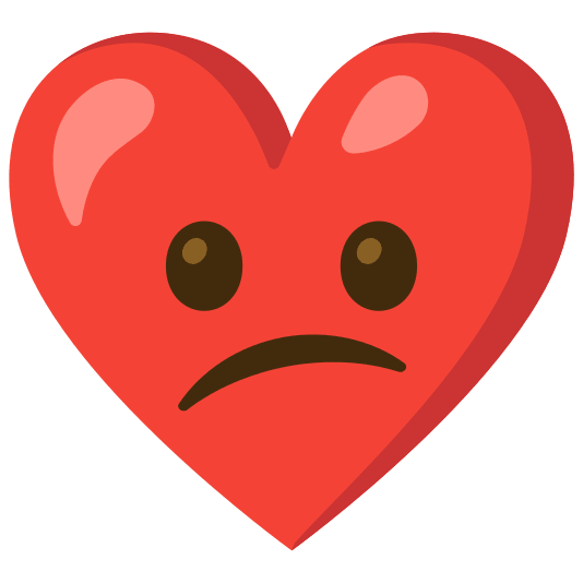 Red heart and Confused face