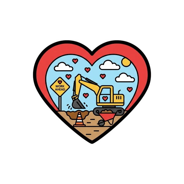 Red heart and Construction