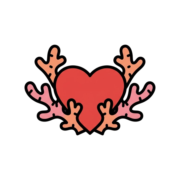 Red heart and Coral
