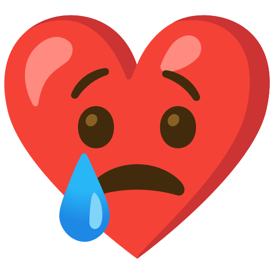 Red heart and Crying face