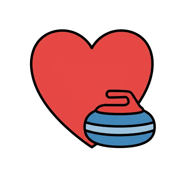 Red heart and Curling stone