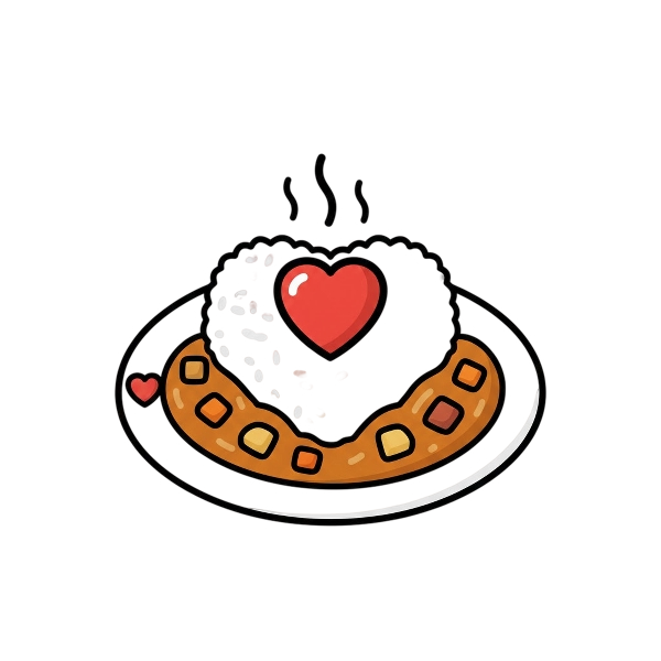 Red heart and Curry rice