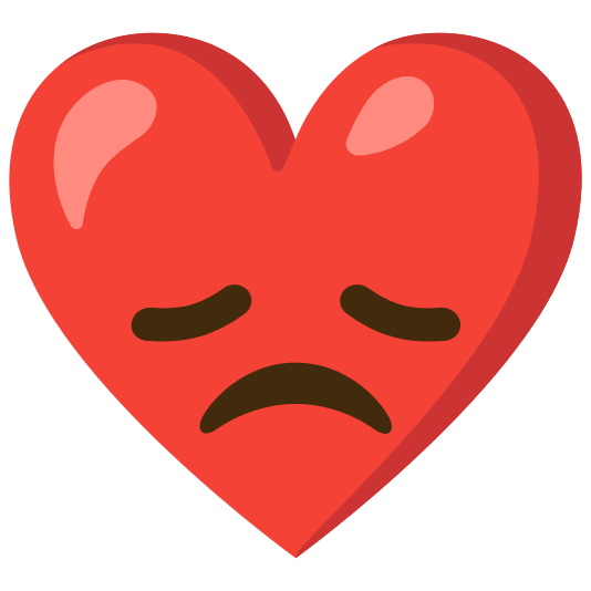 Red heart and Disappointed face