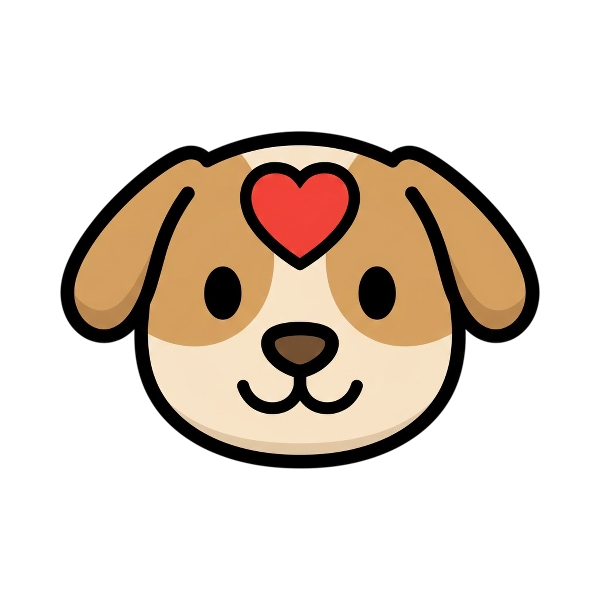 Red heart and Dog face