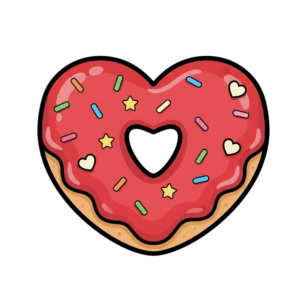 Red heart and Doughnut