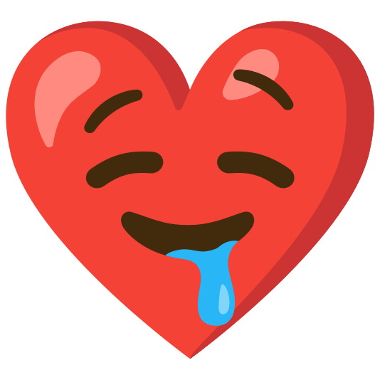 Red heart and Drooling face