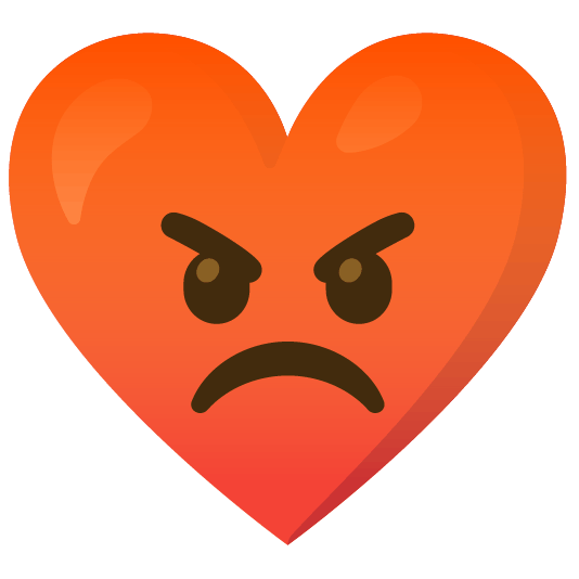 Red heart and Enraged face