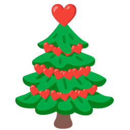 red heart and evergreen tree