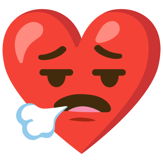 Red heart and Face exhaling