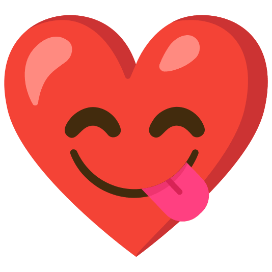 Red heart and Face savoring food