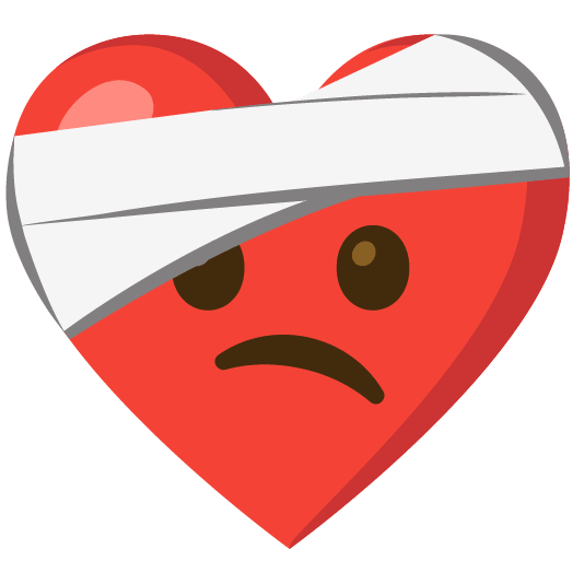 Red heart and Face with head-bandage
