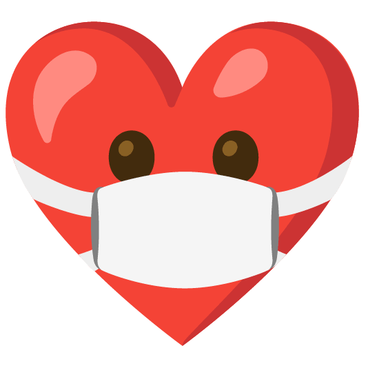 Red heart and Face with medical mask