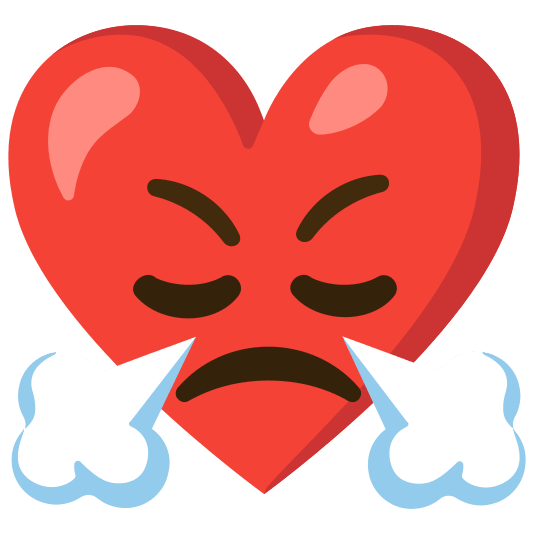 Red heart and Face with steam from nose