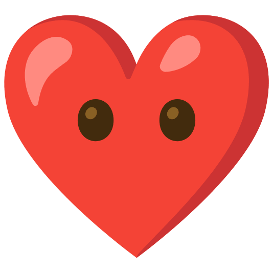 Red heart and Face without mouth