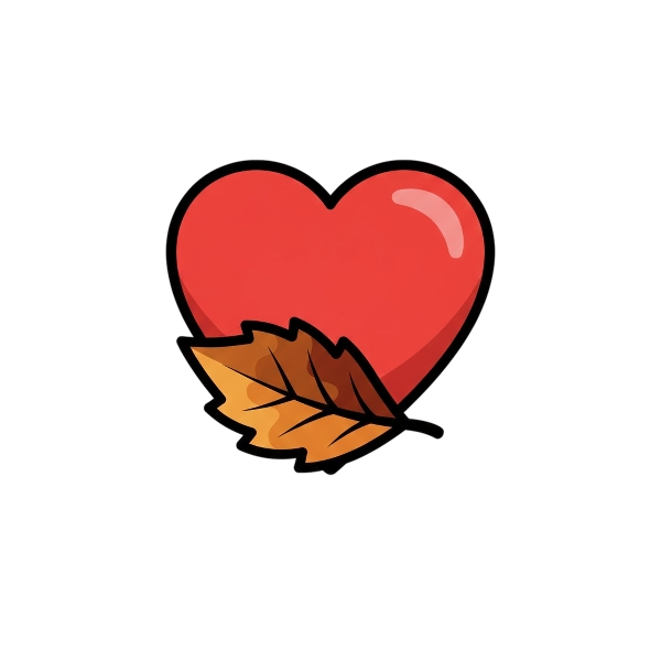 Red heart and Fallen leaf