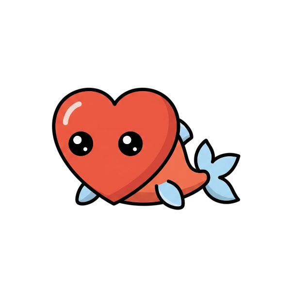 Red heart and Fish