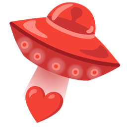 red heart and flying saucer