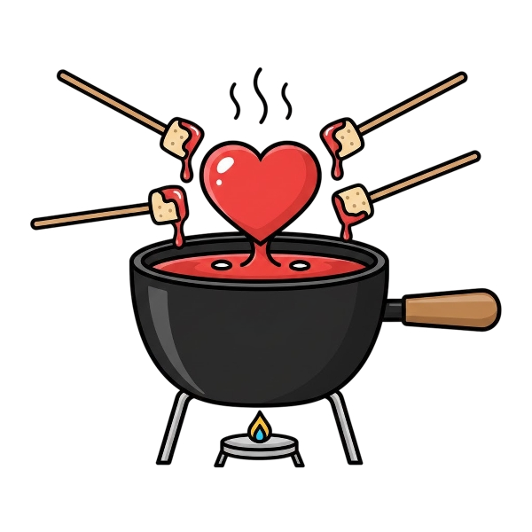 Red heart and Fondue