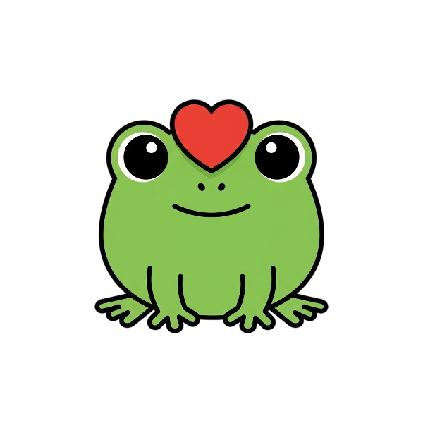 Red heart and Frog