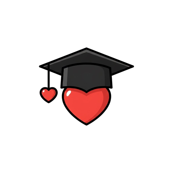 Red heart and Graduation cap
