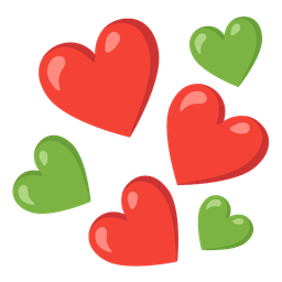 red heart and green heart