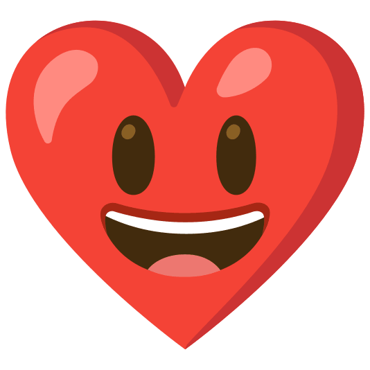 Red heart and Grinning face with big eyes