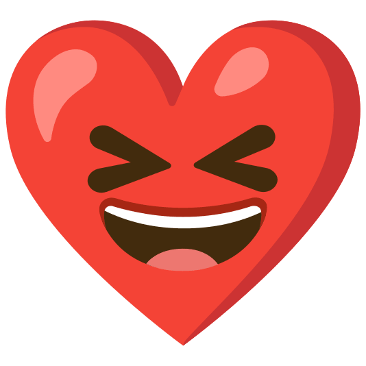 Red heart and Grinning squinting face