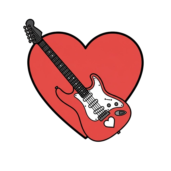 Red heart and Guitar