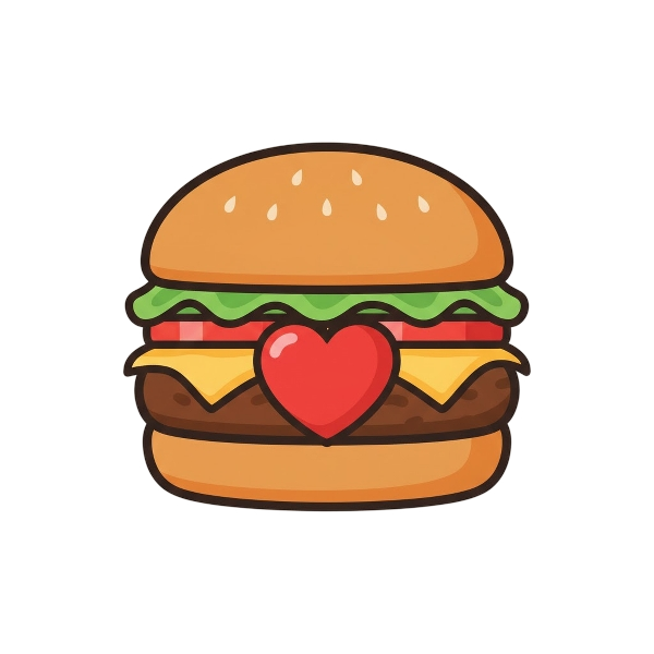 Red heart and Hamburger