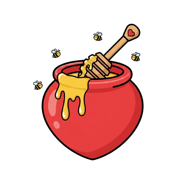 Red heart and Honey pot