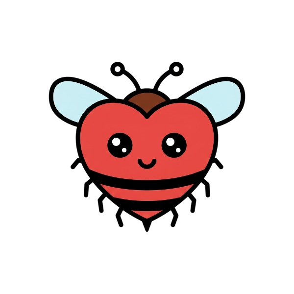 Red heart and Honeybee