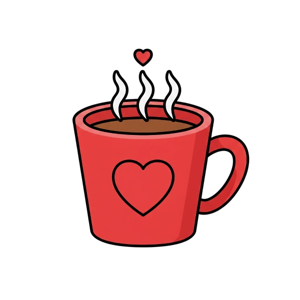 Red heart and Hot beverage