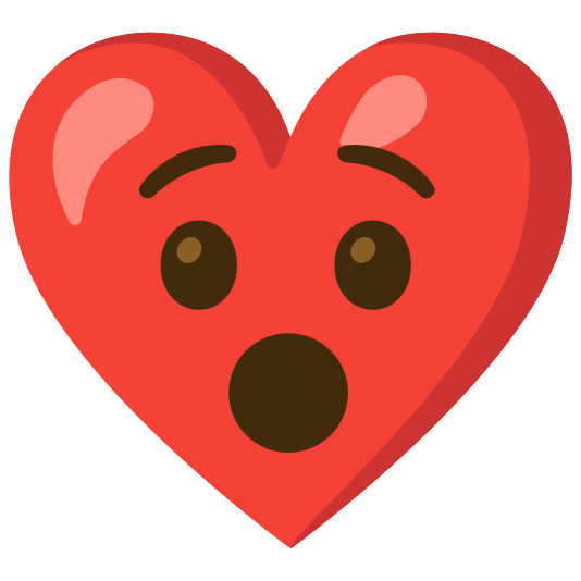 Red heart and Hushed face